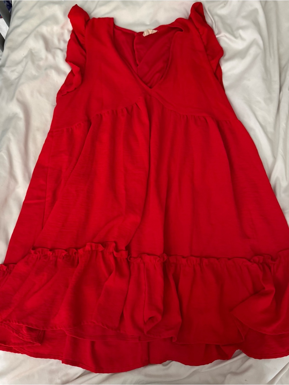 Altar’d State Red Tiered Babydoll Mini Dress Flutter Sleeve Size Medium